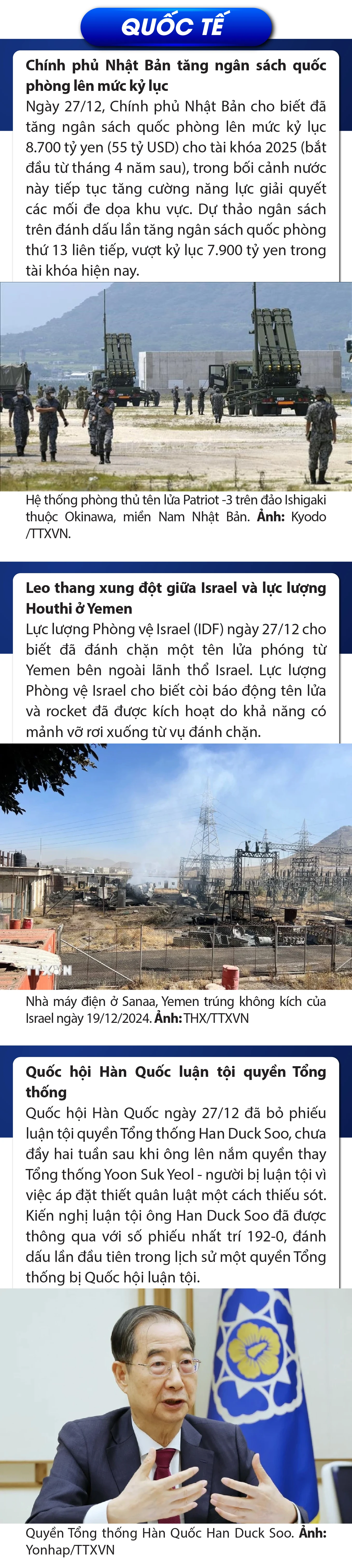Sự kiện nổi bật trong nước, quốc tế ngày 27/12
