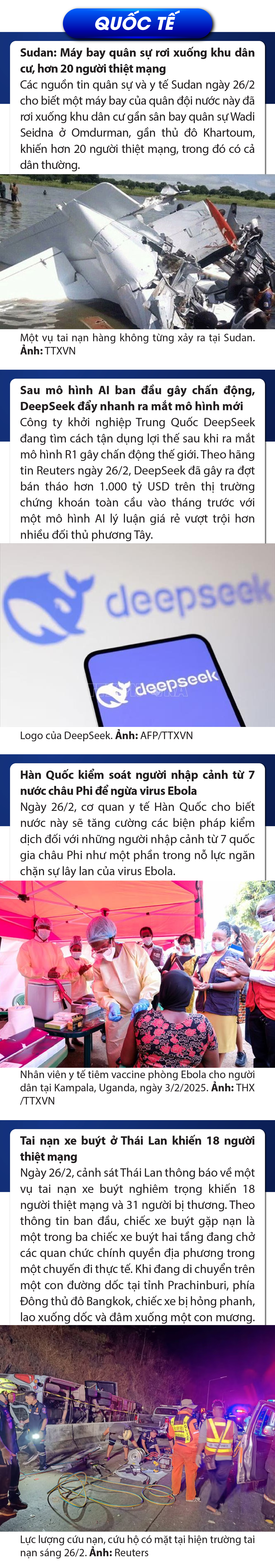 Sự kiện nổi bật trong nước, quốc tế ngày 26/2/2025