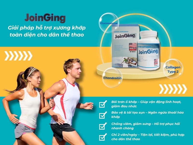 Glucosamine Mỹ JoinGing - Lựa chọn tối ưu cho dân thể thao bôi trơn ổ khớp, chống thoái hóa khớp