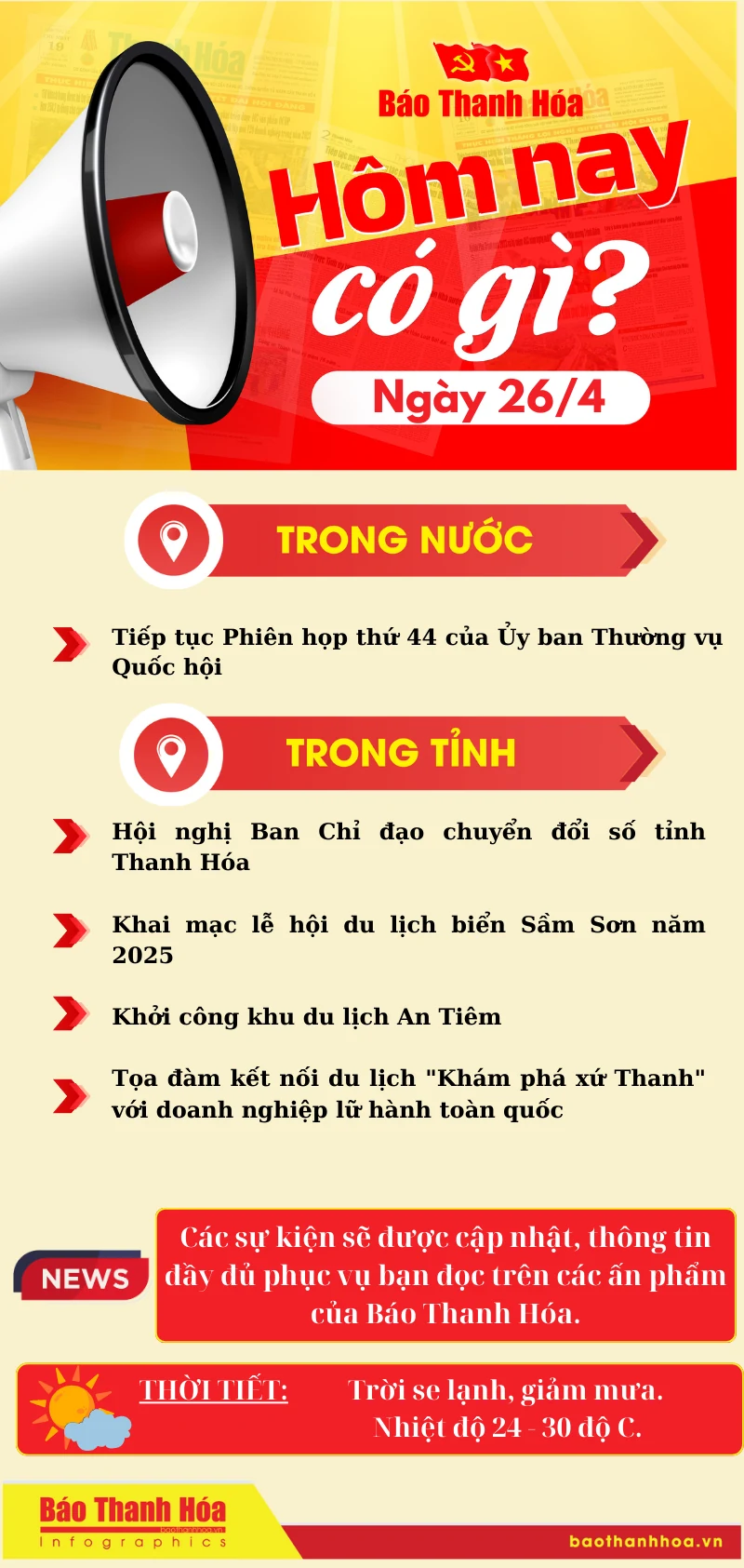 Hôm nay có gì? - Sự kiện nổi bật ngày 26/4/2025