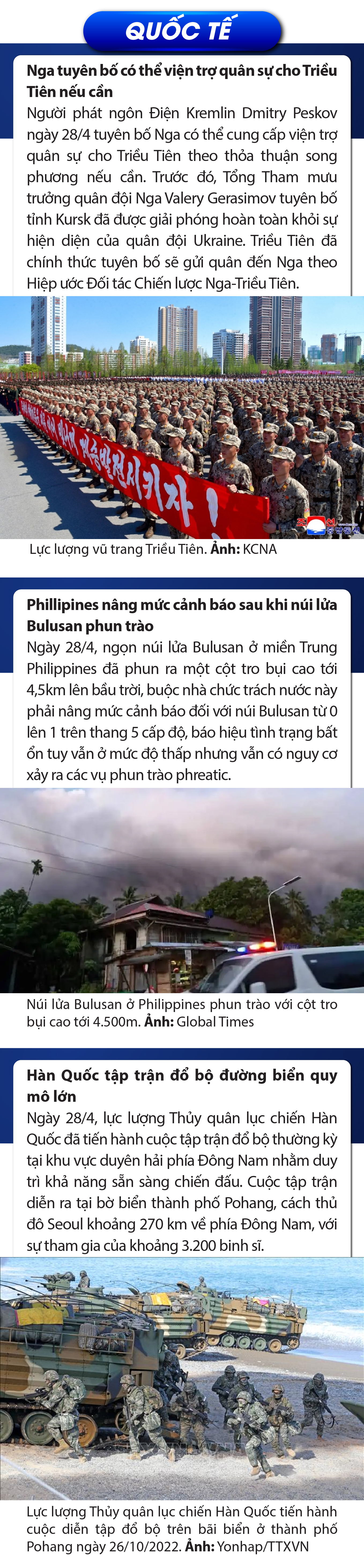 Sự kiện nổi bật trong nước, quốc tế ngày 28/4/2025