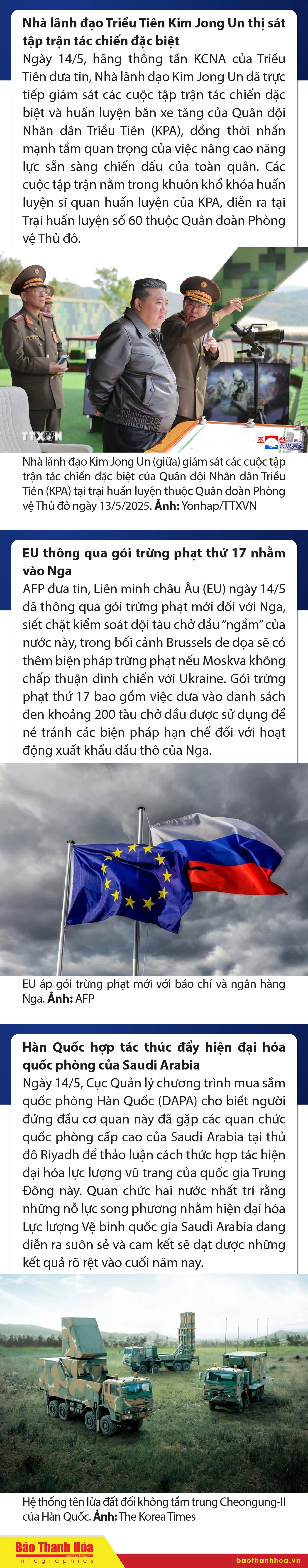 Sự kiện nổi bật trong nước, quốc tế ngày 14/5/2025