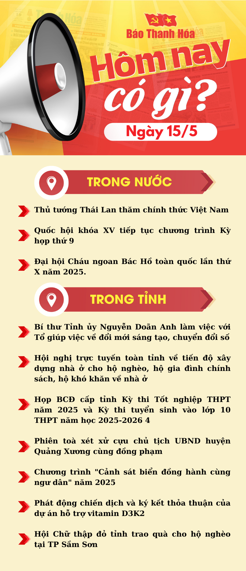 Hôm nay có gì? - Sự kiện nổi bật ngày 15/5/2025