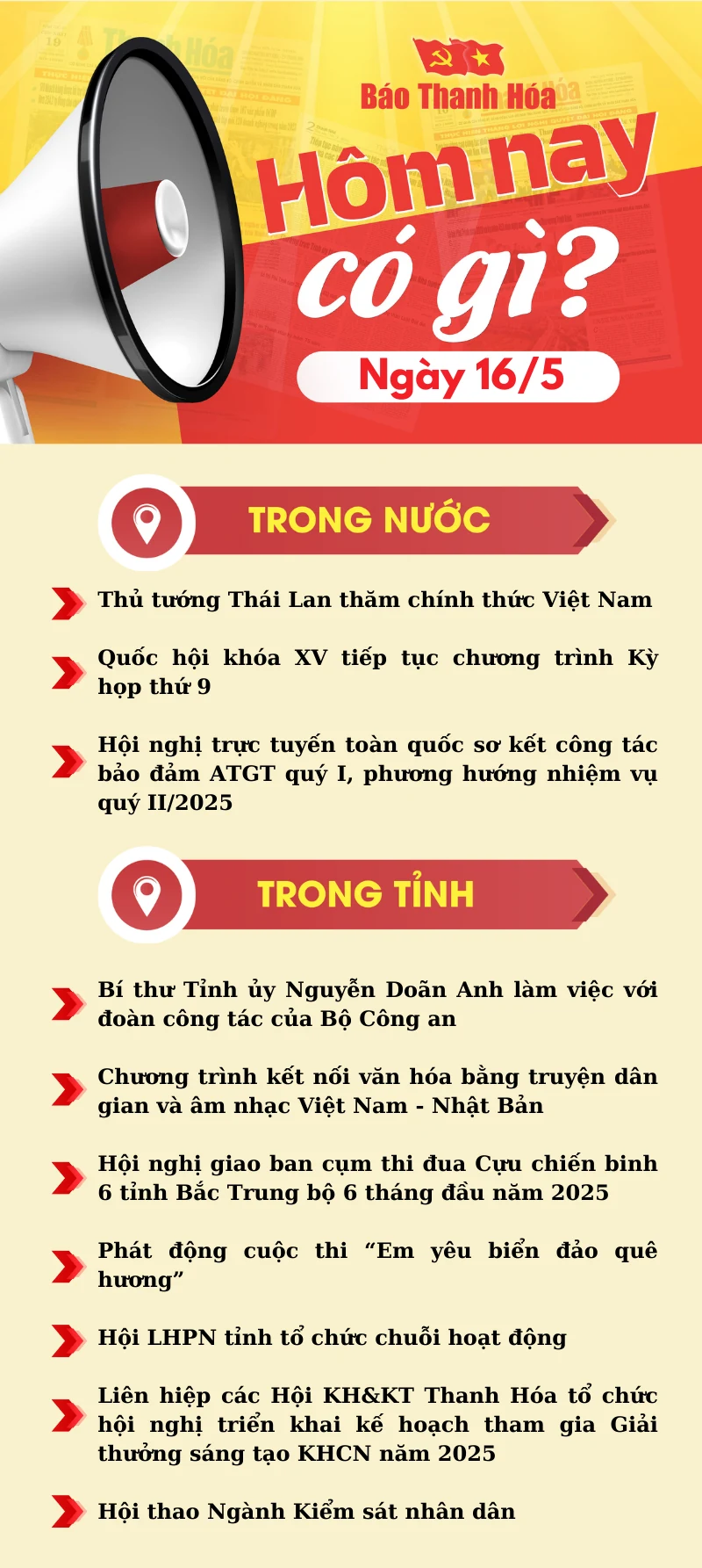Hôm nay có gì? - Sự kiện nổi bật ngày 16/5/2025