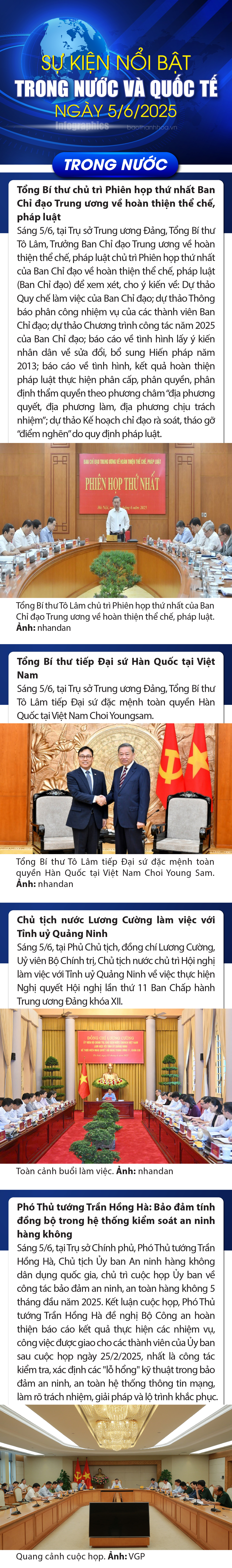 Sự kiện nổi bật trong nước, quốc tế ngày 5/6/2025