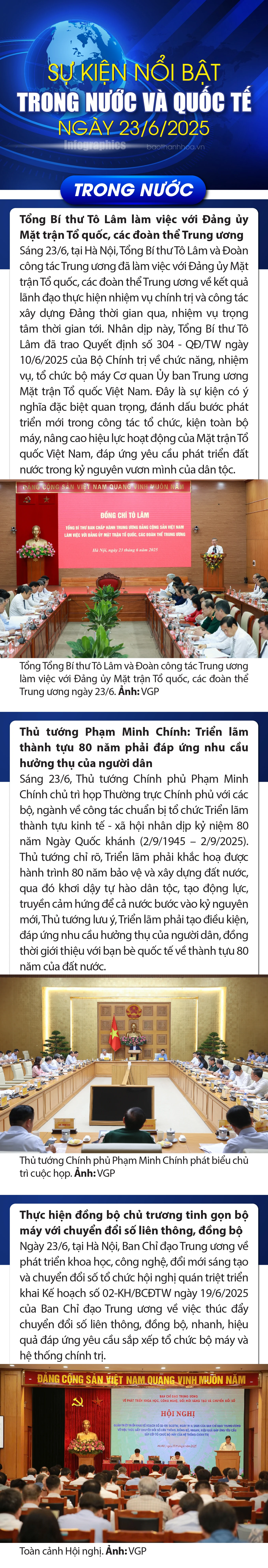 Sự kiện nổi bật trong nước, quốc tế ngày 23/6/2025