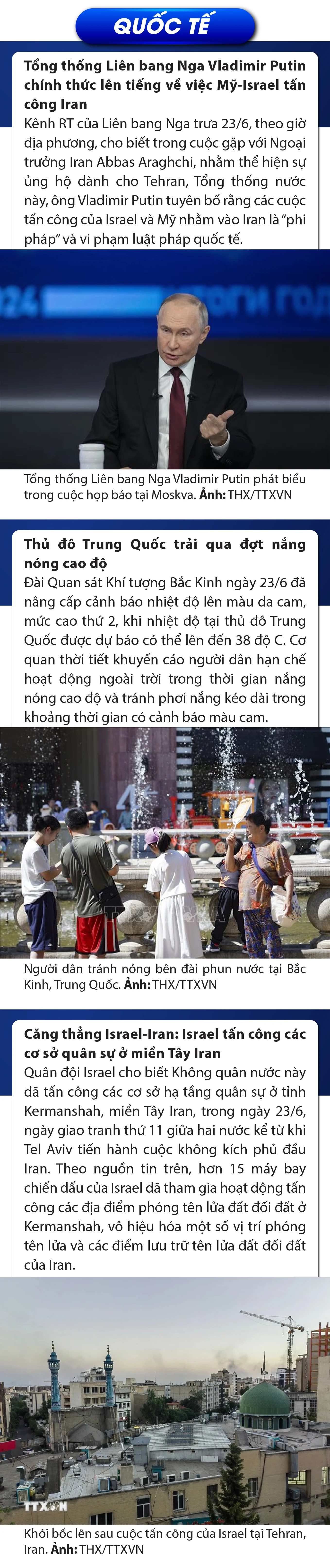 Sự kiện nổi bật trong nước, quốc tế ngày 23/6/2025