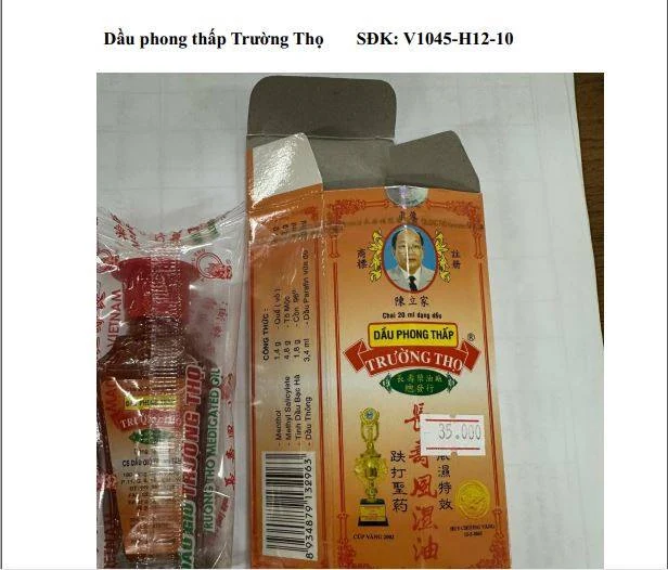 Cảnh báo người dân không sử dụng, kinh doanh thuốc giả Dầu phong thấp Trường Thọ