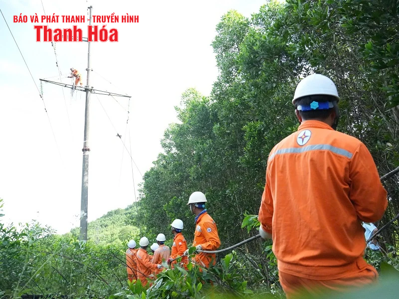 Khắc phục nhanh nhất sự cố, cấp điện trở lại trên đường dây 110kV Nông Cống - Nghi Sơn