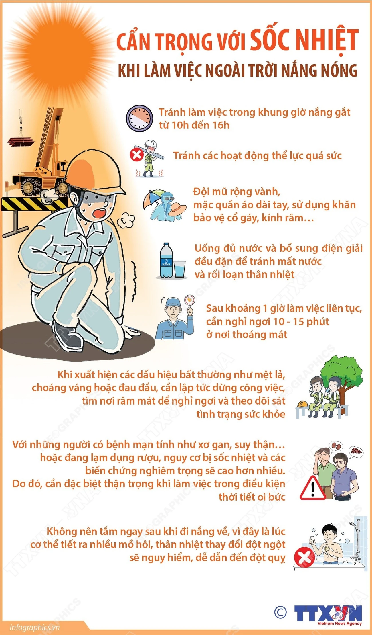 Cẩn trọng với sốc nhiệt khi làm việc ngoài trời nắng nóng