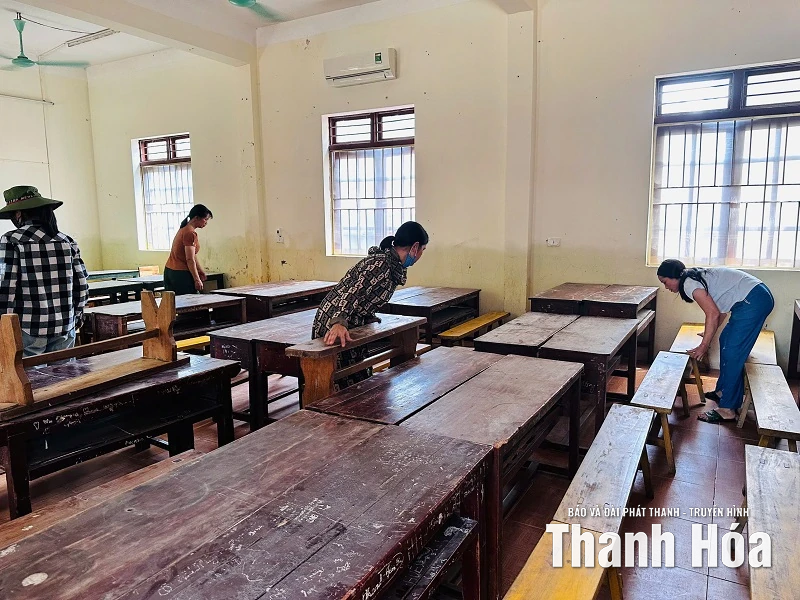 Ngày mai, học sinh ở xã Nông Cống trở lại trường sau lũ