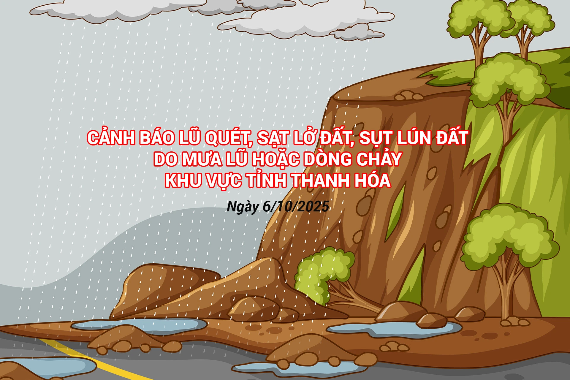 [Interactive] Cảnh báo lũ quét, sạt lở đất, sụt lún đất do mưa lũ hoặc dòng chảy khu vực Thanh Hóa