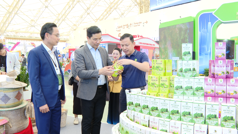 Phó Bí thư Thường trực Tỉnh ủy Nguyễn Hồng Phong thăm gian hàng tỉnh Thanh Hóa tại Hội chợ Mùa Thu năm 2025