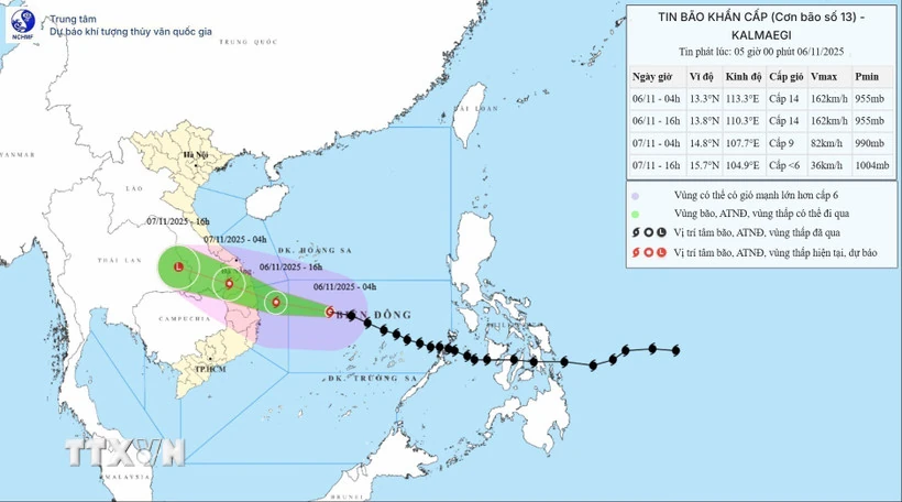 Bão số 13 di chuyển nhanh hơn, chỉ còn cách Quy Nhơn khoảng 450km