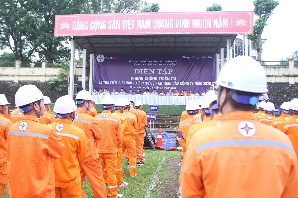 Công ty Điện lực Thanh Hóa diễn tập phòng chống thiên tai và tìm kiếm cứu nạn năm 2026