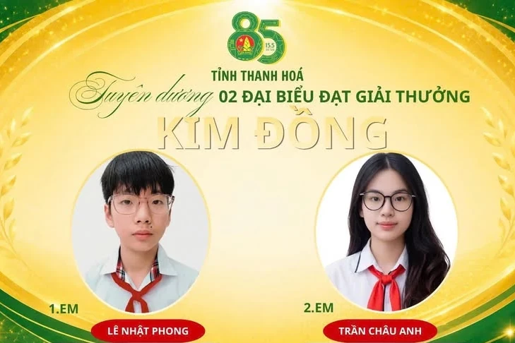 Thanh Hóa có 2 học sinh đạt Giải thưởng Kim Đồng năm học 2025-2026